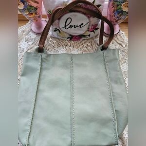 The Sak Los Felis Slouchy Tall Leather Tote Sage Green & Brown